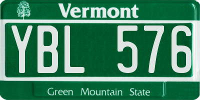 VT license plate YBL576
