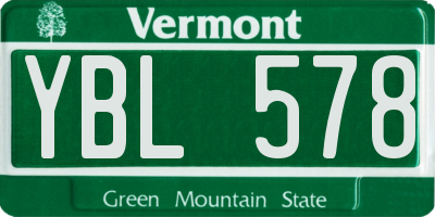 VT license plate YBL578