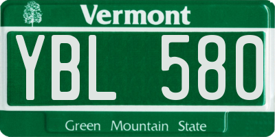 VT license plate YBL580