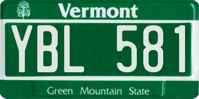 VT license plate YBL581