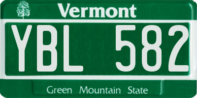 VT license plate YBL582