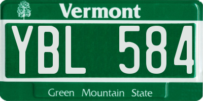 VT license plate YBL584