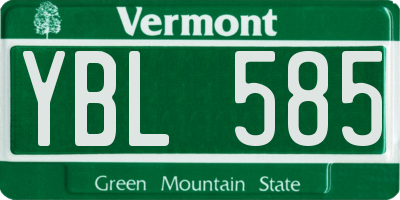 VT license plate YBL585