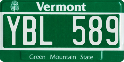VT license plate YBL589
