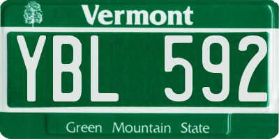 VT license plate YBL592