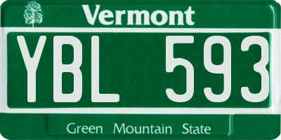 VT license plate YBL593