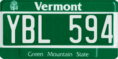 VT license plate YBL594