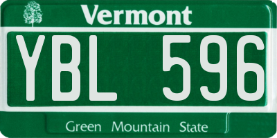 VT license plate YBL596