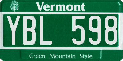 VT license plate YBL598