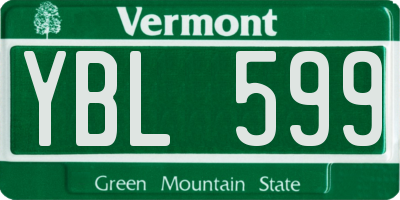 VT license plate YBL599