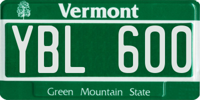 VT license plate YBL600