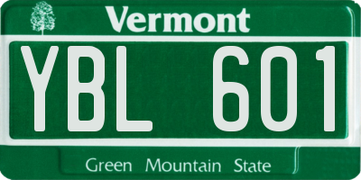 VT license plate YBL601