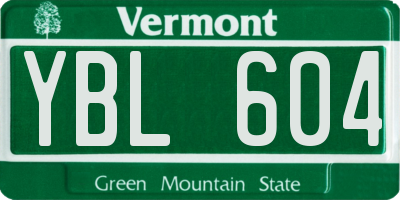 VT license plate YBL604