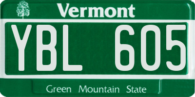 VT license plate YBL605