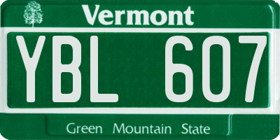 VT license plate YBL607