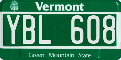 VT license plate YBL608