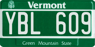 VT license plate YBL609