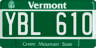 VT license plate YBL610