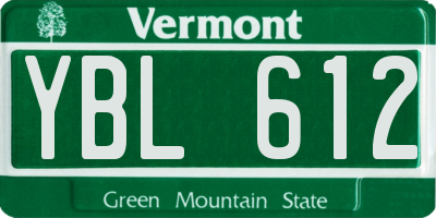 VT license plate YBL612
