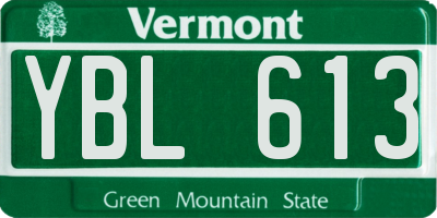 VT license plate YBL613