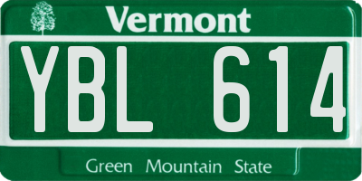 VT license plate YBL614