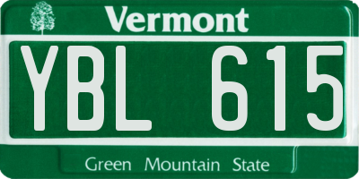 VT license plate YBL615