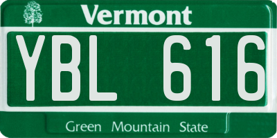 VT license plate YBL616