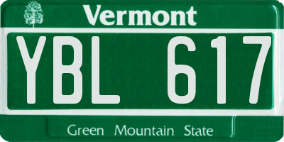 VT license plate YBL617