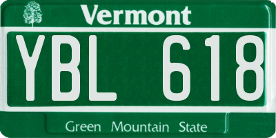 VT license plate YBL618