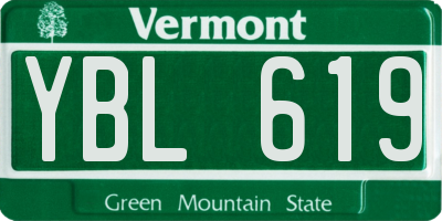 VT license plate YBL619
