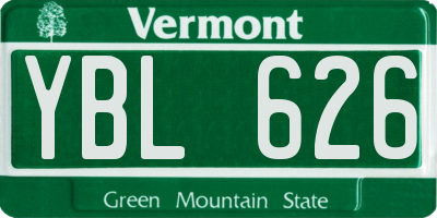 VT license plate YBL626
