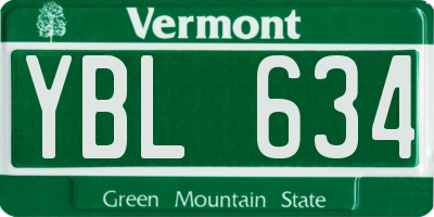 VT license plate YBL634