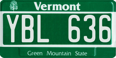 VT license plate YBL636