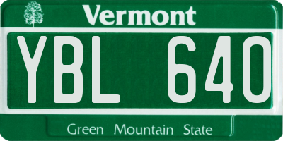 VT license plate YBL640