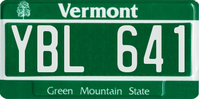 VT license plate YBL641