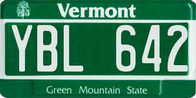 VT license plate YBL642