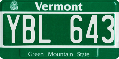 VT license plate YBL643