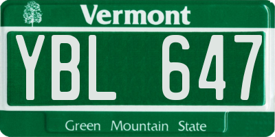 VT license plate YBL647