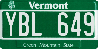 VT license plate YBL649