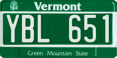 VT license plate YBL651