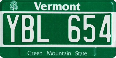 VT license plate YBL654