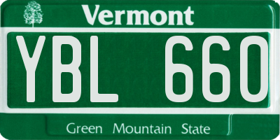 VT license plate YBL660