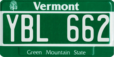 VT license plate YBL662