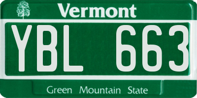 VT license plate YBL663