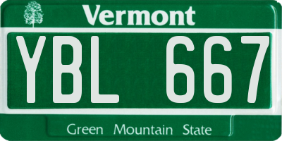 VT license plate YBL667
