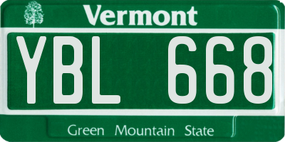 VT license plate YBL668