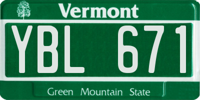 VT license plate YBL671