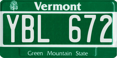 VT license plate YBL672