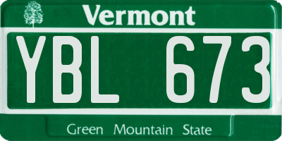VT license plate YBL673