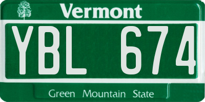 VT license plate YBL674